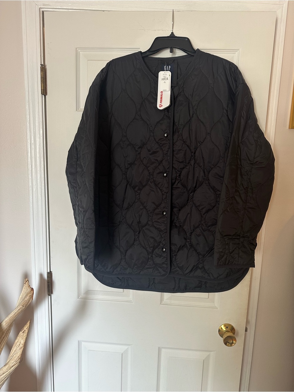 GAP Black Quilted Snap-Front Puff Jacket